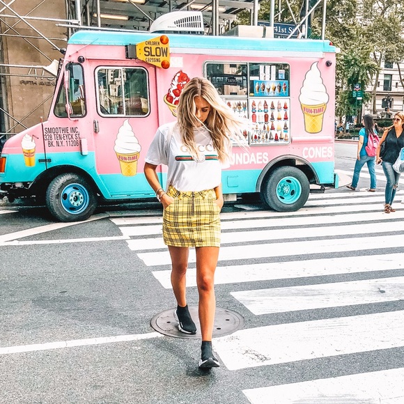 Topshop Dresses & Skirts - Topshop Yellow Plaid Check Mini Skirt